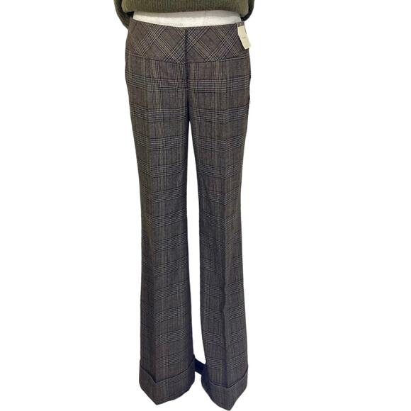 Nordstrom Halogen brown plaid  trousers, cuffed wide leg, NEW ladies size 6 - Picture 1 of 9